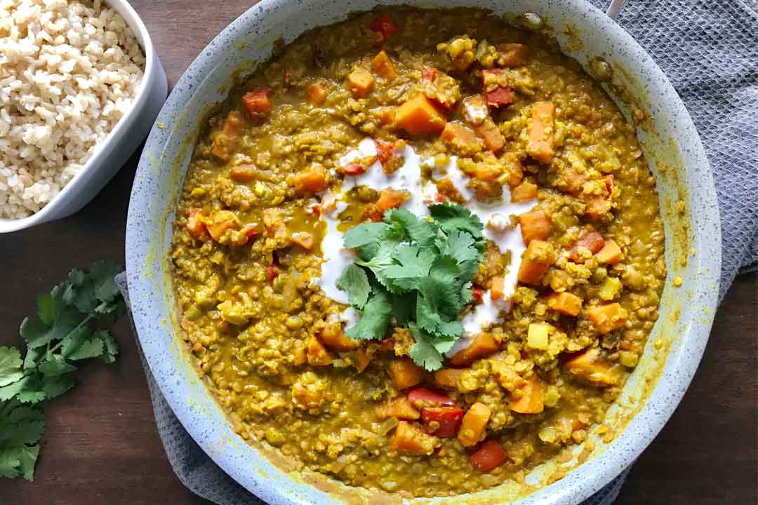 creamy sweet potato dal and rice